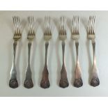A set of six late 19th or early 20th century large silver Norwegian David Andersen dinner forks. 384