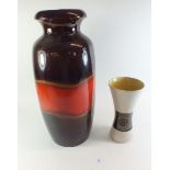 A Western German Studio pottery vase - 46cm, and a smaller one