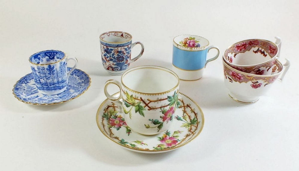 A small selection of 19th century cups and saucers