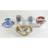 A small selection of 19th century cups and saucers