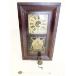 An American mahogany wall clock with print of Burns monument to door
