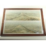 Henry Guy - pair of lithographs of the Malvern Hills - 50 x 75cm - framed as one