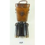 A pair of 19th century Ross London & Paris prismatic binoculars 10 x 19, No 1041 with leather case