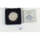 A Royal Mint Issue silver proof coin - UK £5 1990 Queen Mothers 90th Birthday - in case with