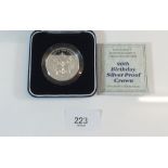 A Royal Mint Issue silver proof coin - UK £5 1990 Queen Mothers 90th Birthday - in case with