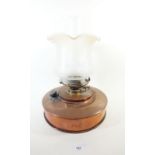 A Victorian large copper table oil lamp