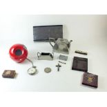 Various collectables including spherical radio, 'Wan Ku' Chinese pewter, penknife etc