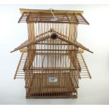 A vintage bamboo bird cage 50cm tall
