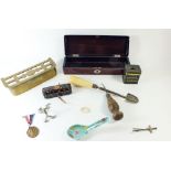 A box of collectables including lacquer box and stilton scoop