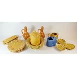 A collection of Pinheiro Portuguese table items mainly in yellow including: three side plates,