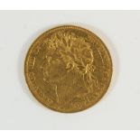 Gold Sovereign, George IV 1824 St George, Axis reverse, Cond: Fair