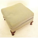 An early 20th century large square stool on squat cabriole supports 60 x 62cm