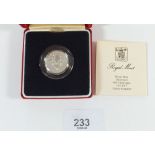 A Royal Mint Issue silver proof Piedfort coin - UK £1 1985 Welsh design - in case with