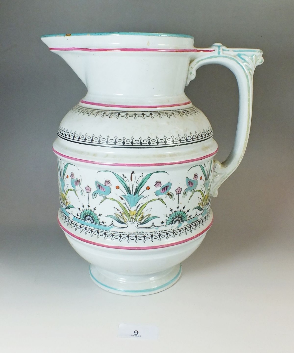 A 19th century Aesthetic style large pottery jug in the manner of Christopher Dresser, Victorian