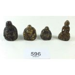 Four oriental bronze gold/coin weights