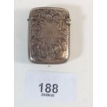 A Victorian silver engraved vesta case, Birmingham 1898