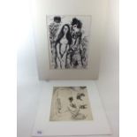 Two Marc Chagall lithographs - the larger entitled Clown in Love and from the unsigned edition as