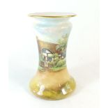 A Royal Worcester vase printed and painted landscape by R.Rushton 18 cm
