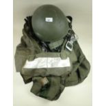 An Irvin Aerospace Ltd Parachute Assembly type LLP Mk 1 together with helmet