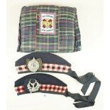 Gordon Highlanders Infantry Regiment cap with badge and Argyll and Sutherland Highlanders cap and