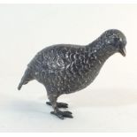 A silver filled model of a quail, London 1966, 8cm