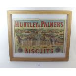 A late Victorian Huntley and Palmers biscuit box cover with illustrated detail of the company
