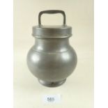 A French pewter screw top sustenteur or pharmacy jar
