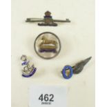 Four silver and enamel military sweetheart brooch's