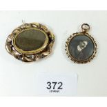 A Victorian pinchbeck oval brooch 4.5 x 4cm and a circular double sided photograph locket