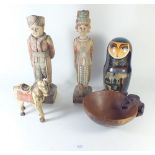 A set of Russian dolls and various other world treen