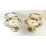 A 19th century Copeland dessert service decorated with floral sprigs comprising:- two tazza's, three