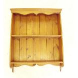 A pine two tier wall shelf, 65 wide x 78cm tall