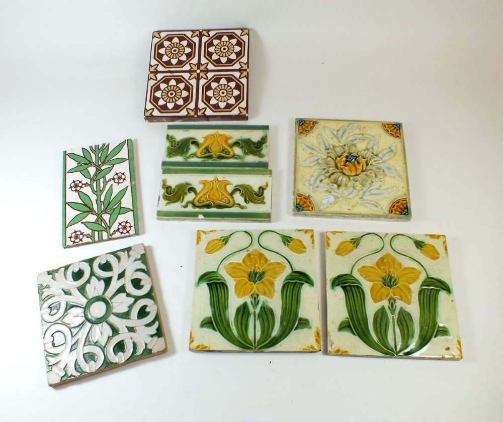 Eights various Victorian tiles