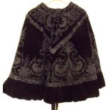 A Victorian black velvet and sequined cape