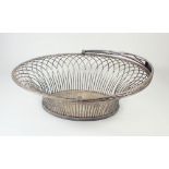 An oval silver plated basket, 35cm wide