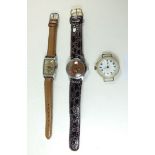 An early wrist watch, a 1930's gents Cymer wrist watch and one other