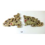 Two carved soapstone dragons with wax seals, 14cm x 11cm x 16 x 8cm