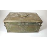 A 19th century brass Anglo Indian casket with applied and engraved decoration - 29 x 16 x 12cm