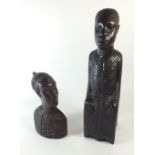 A pair of African wooden carved figures, tallest 32cm
