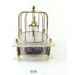 A vintage clockwork musical bird in cage 13.cm