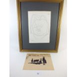 Original Piccaso print 1955 Balzac 29 x 20cm with page from book together with Picasso style sketch