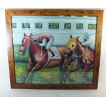 K Polk - oil two race horses 50 x 60cm