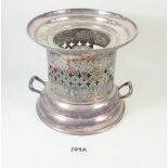 A silver plated flambe stand, 20cm tall