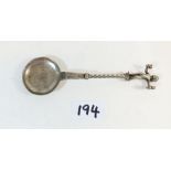 A silver Berthold Muller wine spoon with putti terminal, import marks 47g, 16cm