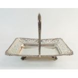 A silver bread basket with pierced border, marks rubbed, 519g