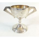 A silver two handled trophy cup engraved, London 1950, 168g, by Robert Pringle & Sons