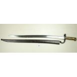 A French Chassepot 1866 Imperial de Mutzig bayonet with scabbard engraved with date Juin 1868,