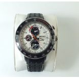 A Seiko Sportua Perpetual Solar Chronograph wrist watch with leather strap and in original box