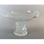 A Lalique glass 'Coupe Angelots' comport with angels to stem, boxed, 15 x 23cm