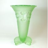 A Stolzle Hermanova Hut Art Deco uranium glass vase, 24cm